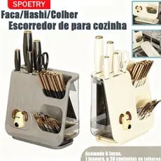 Nova Caixa Multifuncional Para Guardar Facas Com Escorredor De Talheres Para Bancadas De Cozinha