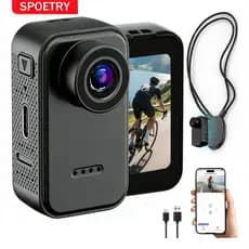 SPOETRY Câmera Filmadora 4K WiFi Estabilizador Bolso Ação Esportiva 130° Magnética para Ciclismo Moto Acampamento