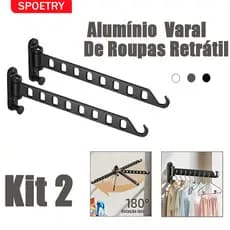 Kit 2 Alumínio Dobrável EVaral De Roupas Retrátil Banheiro Sem Furador  Roupa de Ajustável 180°