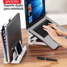 Suporte Vertical para Notebook e Tablet Compatível com MacBook iPad MacMini Organizador Portátil de Mesa
