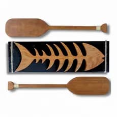 Quadro Decorativo Super Kit 2 Remos Rústicos e Quadro Espinha de Peixe Madeira Pinus Decoração de Praia Parede Casa Sala