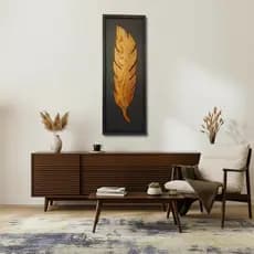 Quadro Pena Madeira Maciça 98x35 Moldura Preta Decoração de Parede Sala Casa Praia Moderno Rústico Elegante