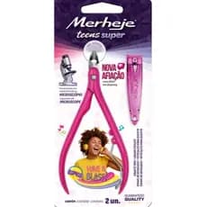 Kit Alicate para Cutícula + Cortador de Unhas Merheje Teens Super - Rosa