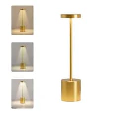 Luminária Abajur de Mesa Touch LED Recarregável Portátil Sem Fio Ferro 3 Cores de Luz Moderna Decorativa
