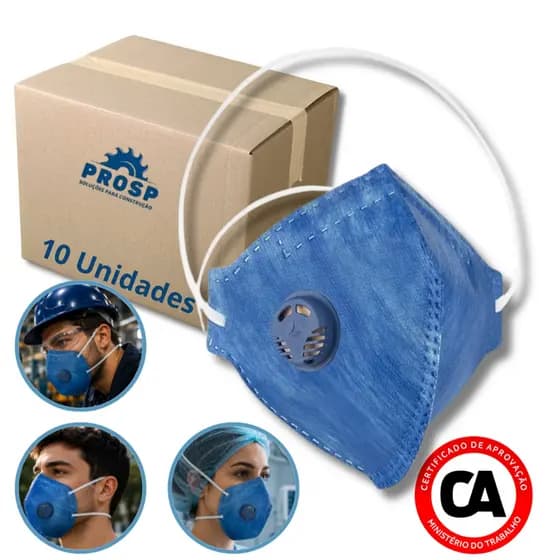 Kit 10 Máscara Pff2 Com Válvula Tripla Camada Epi Proteção Respiratória Contra Poeira Névoas E Fumos Metálicos Com Ca
