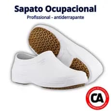 Sapato Ocupacional Calfor Grip Antiderrapante Restaurante Saúde Limpeza com C.A Trabalho Branco