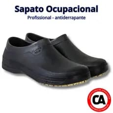 Sapato Ocupacional Calfor Grip Antiderrapante Restaurante Saúde Limpeza com C.A Trabalho Preto