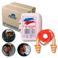 Kit 10 Protetor Auditivo Auricular em Silicone Abafador de Ouvido EPI | CA 19578