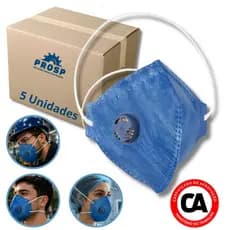 Kit 5 Máscara Pff2 Com Válvula Tripla Camada Epi Proteção Respiratória Contra Poeira Névoas E Fumos Metálicos Com Ca