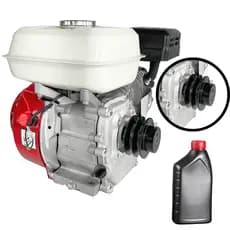 Kit Motor Estacionário 7HP 4T a Gasolina com Polia Dupla 2 Canais Perfil A 19,05 + Óleo Lubrificante