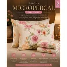 Kit Fronha Micropercal 200 Fios Estampada Colorida Toque Macio
