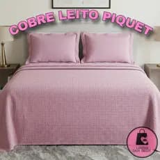 Colcha Queen Rosa Piquet 100% Algodão Cobre Leito 3 Peças Super Macio