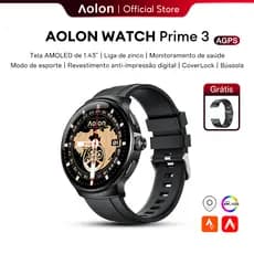 Aolon Prime 3 Smartwatch 46mm Amoled CoverLock Capa de Metal Telefone Bluetooth Medição de Saúde Smartwatch Relogio