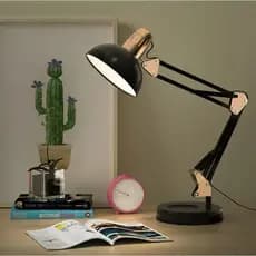 Luminária Pixar Articulada Com Garra  40w Bivolt Abajur Cúpula Preto Estrutura Preto