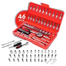 Kit Chaves Catraca Reversivel Soquetes 46 Pecas + Maleta