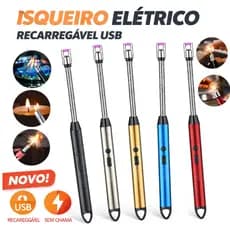 Isqueiro Elétrico Recarregável USB - 27cm, Compacto e Versátil