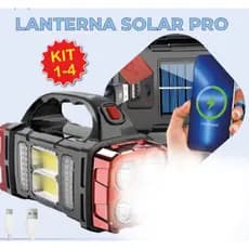 Lanterna Holofote Solar Pro Led Super Potente Recarregável com USB Luz Fria e Quente