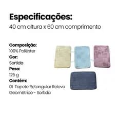 Tapete Decorativo Antiderrapante Textura Geometrica Moderno Confortavel