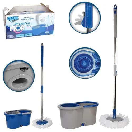 Mop Giratório Spin Com Balde 13 Litros Capacidade Alta Rotativo Prático
