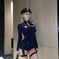 Tamanho grande Fengyujie uniforme de policial de uma peça terno cosplay boate rainha sentir OL aeromoça tentação