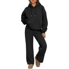 Terno de outono feminino Casual moletom com capuz esportes calças largas de grandes dimensões terno esportivo