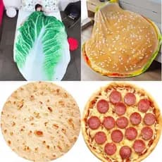Cobertor grande para bolo, cobertor para bolo voador, engraçado, panqueca, Pizza, repolho, forro de lã, ar condicionado,