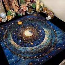 Toalha de mesa de tarô dormitório tarô pano Altar cerimônia adereços fase da lua sol céu estrelado matriz mágica almofad