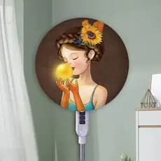 Luz moderna luxo Vertical ventilador capa de poeira tecido dos desenhos animados redondo ventilador capa poeira 40-50cm
