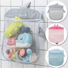 Organizador de Brinquedos Infantil Banho com Ventosa Cesto Rede Saco em Tecido Escorrer Água