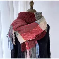 250g Lenço Cashmere Xale Cachecol Pashmina Xadrez Grosso Macio Trama Unissex Inverno