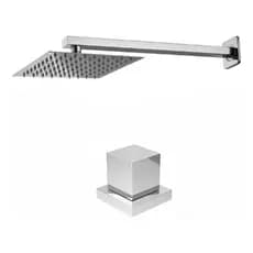 Chuveiro Piscina 20x20 Inox Cromado C/ 1 Acabamentos Metal