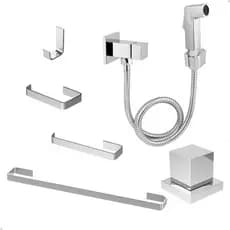 Kit Banheiro Cromado + Ducha Higiênica + Acabamento Registro