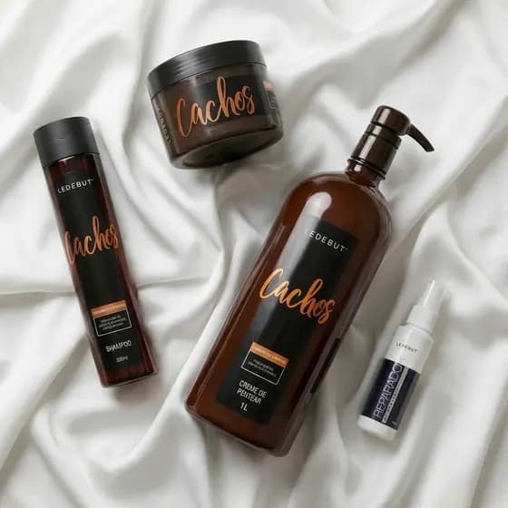 Kit Cachos Creme Pentear, Shampoo, Mask e Reparador de Pontas - Ledebut - 1,6 litros Promoção