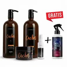 Kit Cachos Completo Creme Pentear, Shampoo, Máscara, Reparador de Pontas, Fluido Grátis Ledebut 2,6l