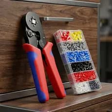 Kits Alicate Crimpar 0,25 Até 10mm² Crimpador Ajustável de Segurança Com e Sem 1200 Terminais Ilhós