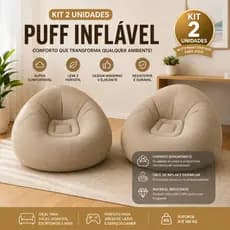 Kit 2 Poltronas Puffs Inflável Descanso Casa Veludo Preguiçoso Portátil