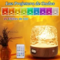 Luminária projetora de ondas do mar, 16 efeitos de cores, controle remoto e controle por toque, luz noturna musical