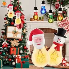 Luminária de Natal, Papai Noel, Decoração de Árvore de Natal, Boneco de Neve, Recarregável USB, 5V, Plástico, Resistente