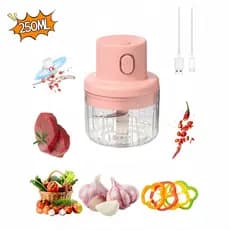 Mini processador de alimentos elétrico 250 ml, picador de alimentos, espremedor de alho, sistema de 3 lâminas