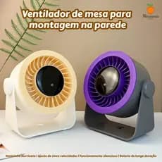 Ventilador de mesa recarregável, com 100 velocidades ajustáveis, possibilidade de montagem na parede e visor digital