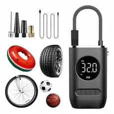 Bomba de ar elétrica digital portátil para pneus de carro, pneus de moto, pneus de bicicleta, bolas infláveis