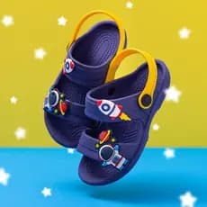 Papete Sandália Infantil Menino Astronauta Foguetinho Divertida Leve Macia Antiderrapante Promoção