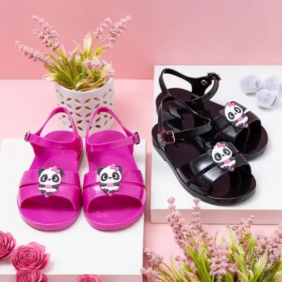 Sandália Baby Infantil Menina Pandinha Laçinho Meigo Antiderrapante Macia Promoção