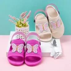 Sandália Papete Infantil Menina Casual Borboleta Colorida Divertida Antiderrapante Macia Promoção