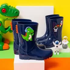Bota Infantil Menino Galocha Antiderrapante Confortável Dinossauro Impermeável Leve Promoção