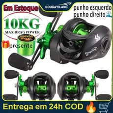 Sougayilang🔥Molinete de Pesca Relação 7.2:1 Baitcasting Resistência Máxima 10KG Carretilha em Alumínio com Corda🎁Present