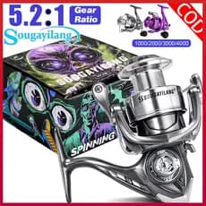 🔥Sougayilang🎣Molinete de Pesca Giratório Relação de Engrenagem 5.2:1 Bobina de Alumínio Leve Molinete Suave para Pesca