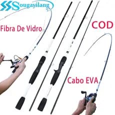 Sougayilang🎣 Kit Vara de Pesca 2 Partes 1,68m | Spinning & Baitcasting, Fibra de Vidro Resistente com Punho EVA