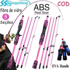 Sougayilang✨Vara de Pesca 5 Seções Portátil Ultraleve Fibra de Vidro | Para Molinete e Carretilha, Pesca de Viagem