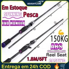 Sougayilang🔥Vara de Pesca Spinning 1,8m 2 Partes Carbono Alto | Punho EVA Ultraleve | Anéis de Guia Cerâmicos Fishingrod